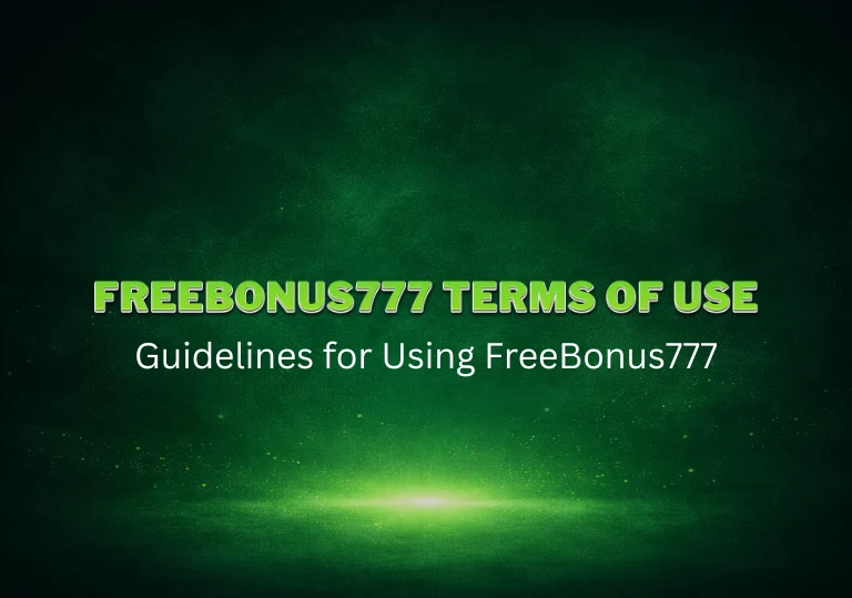FreeBonus777 terms of use banner with green background