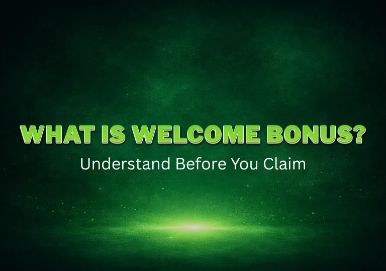 What is welcome bonus banner with green background