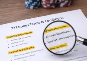 777 bonus terms explained with wagering requirements and bonus conditions highlighted