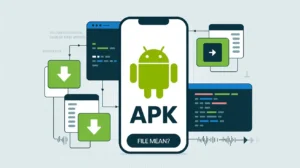 APK file means an Android app package downloaded and installed on a device