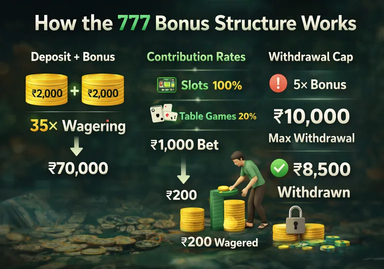 How 777 free bonus works with wagering and limits explained