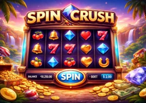 Spin Crush slot game interface showing digital reels and spin button