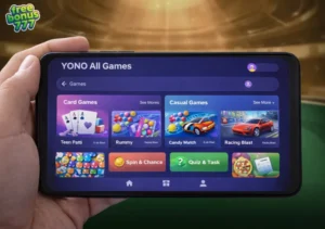 YONO all games interface showing multiple game categories on a mobile app screen