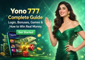 Yono 777 complete guide banner with login and bonus overview