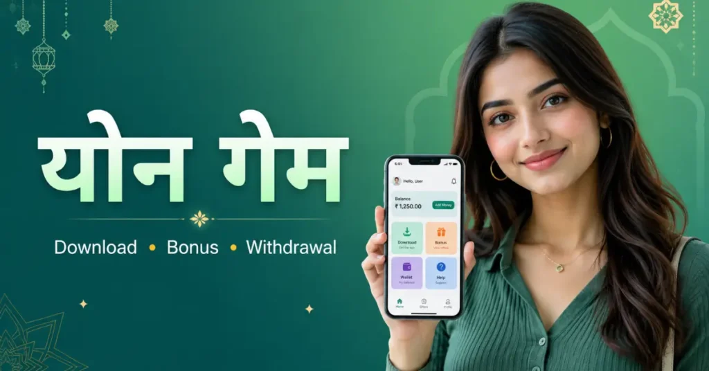 योन गेम download, bonus और withdrawal guide दिखाती Indian mobile app